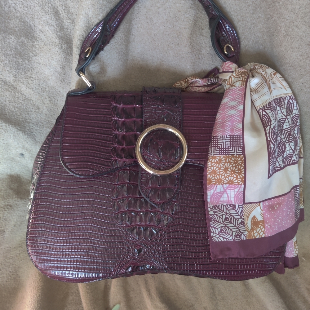 Wine Red Hard Shell Satchel Purse